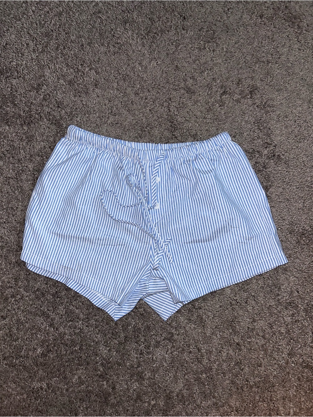 Blue and White Pinstripe Shorts